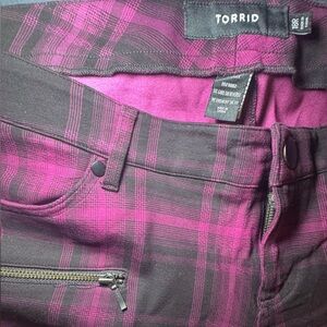 Torrid Women's High Rise Pink and Black Plaid Jeans